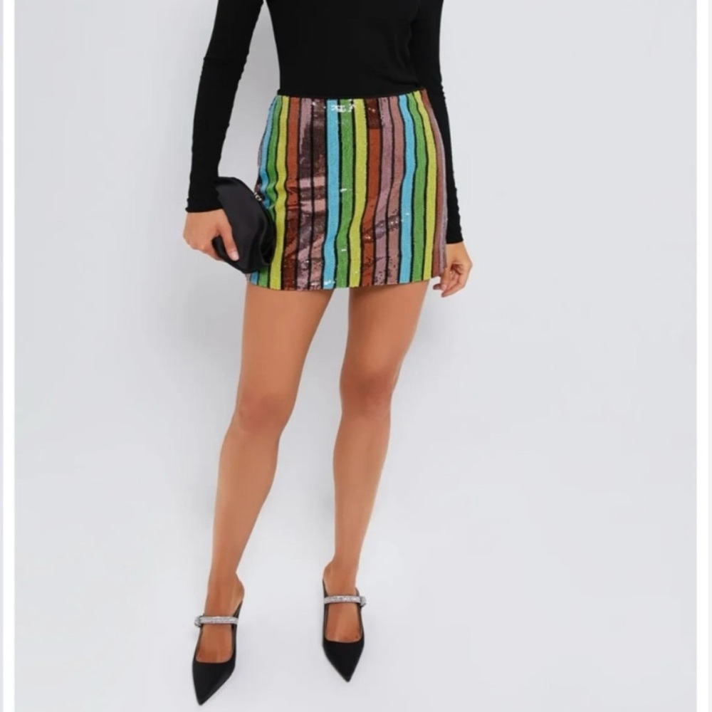 Tuckernuck Pomander Place Sequin Stripe Jenna Mini Skirt Festival 4 Barbiecore